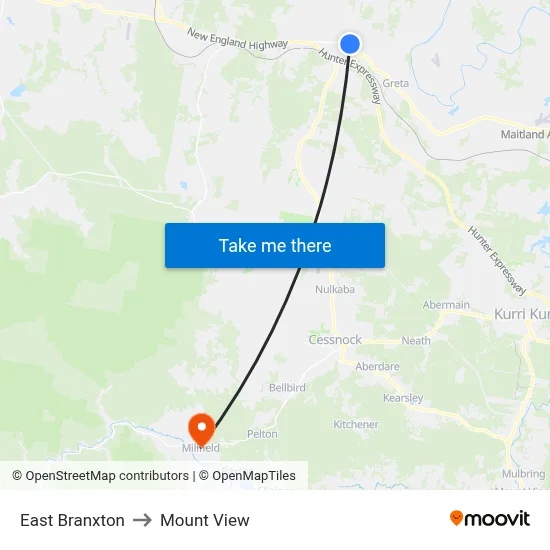 East Branxton to Mount View map