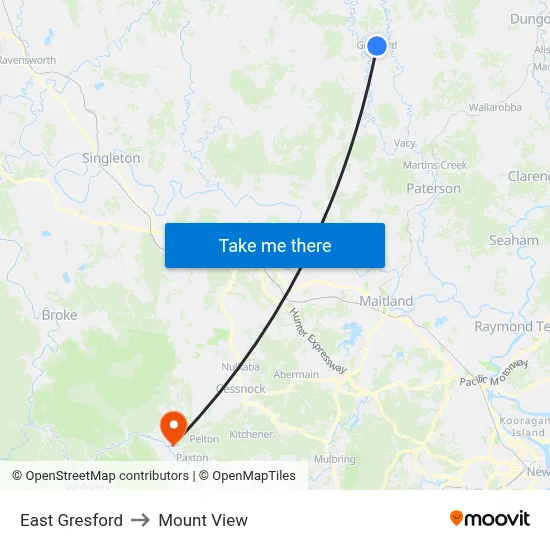 East Gresford to Mount View map