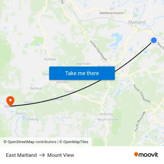 East Maitland to Mount View map