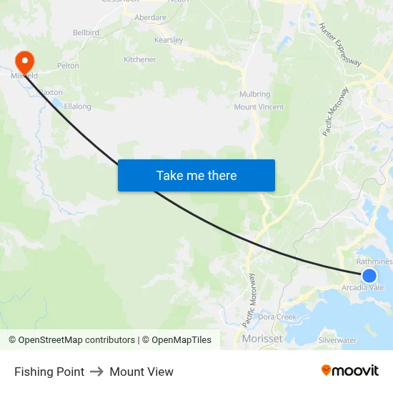 Fishing Point to Mount View map