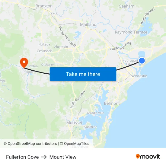 Fullerton Cove to Mount View map
