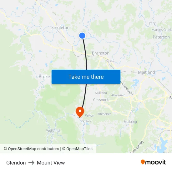 Glendon to Mount View map