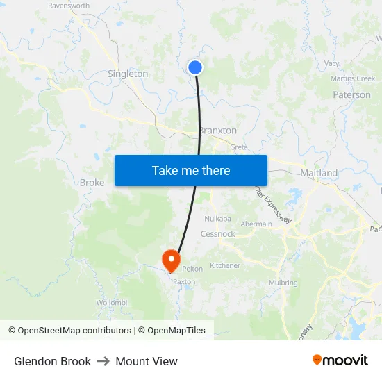Glendon Brook to Mount View map