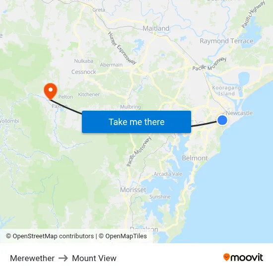 Merewether to Mount View map