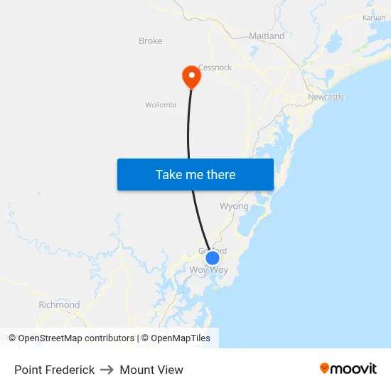 Point Frederick to Mount View map