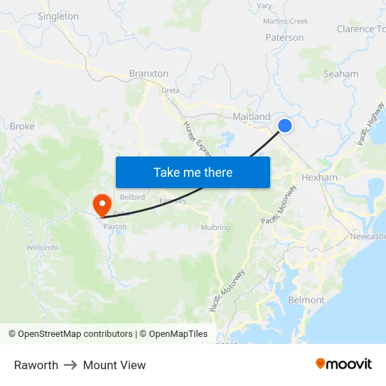 Raworth to Mount View map