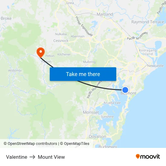 Valentine to Mount View map