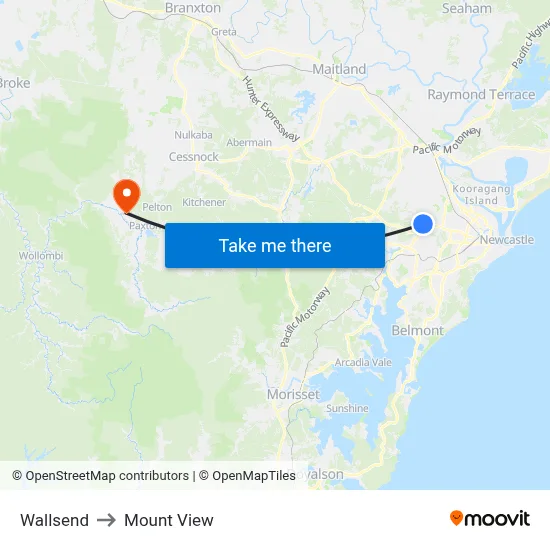 Wallsend to Mount View map
