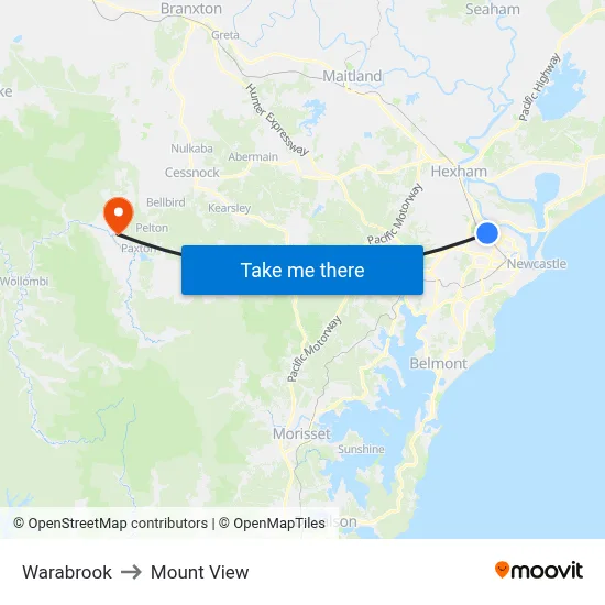 Warabrook to Mount View map