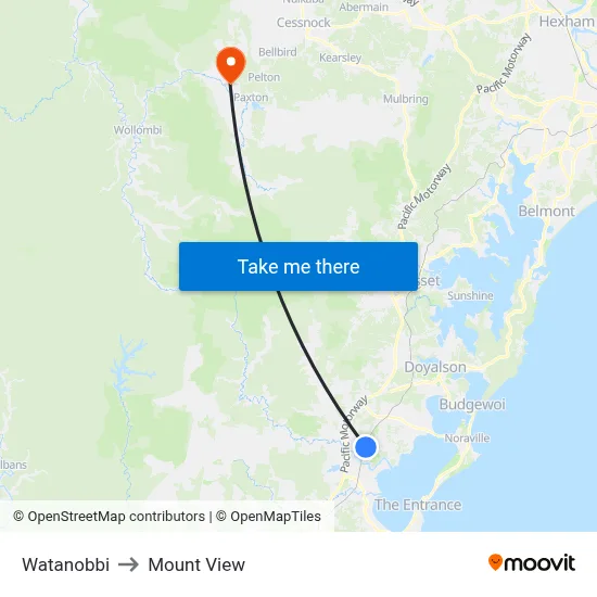 Watanobbi to Mount View map