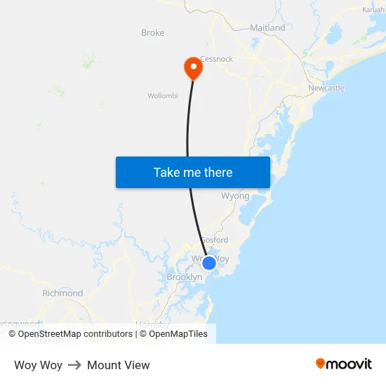 Woy Woy to Mount View map