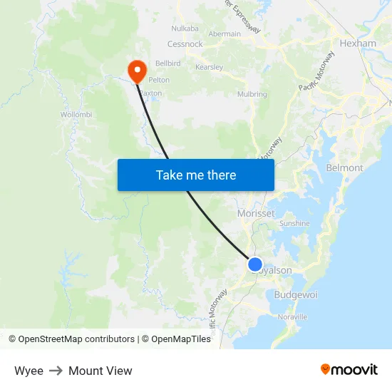 Wyee to Mount View map