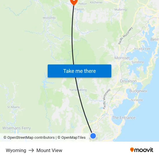 Wyoming to Mount View map