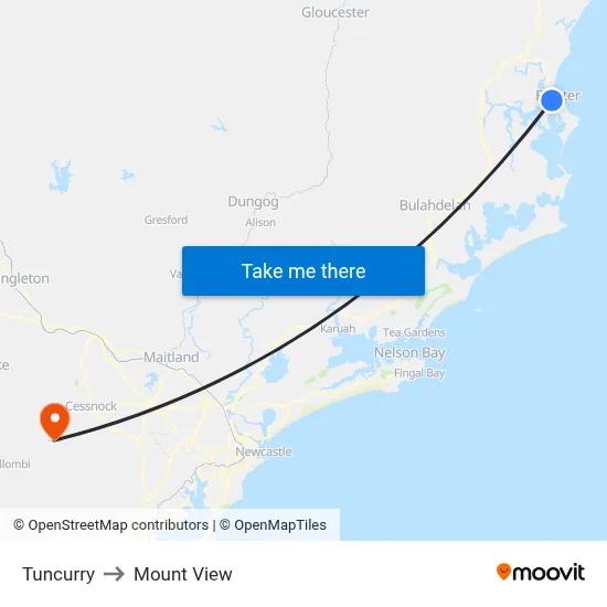 Tuncurry to Mount View map