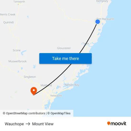 Wauchope to Mount View map