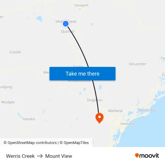 Werris Creek to Mount View map