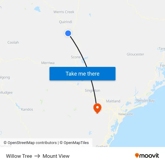 Willow Tree to Mount View map