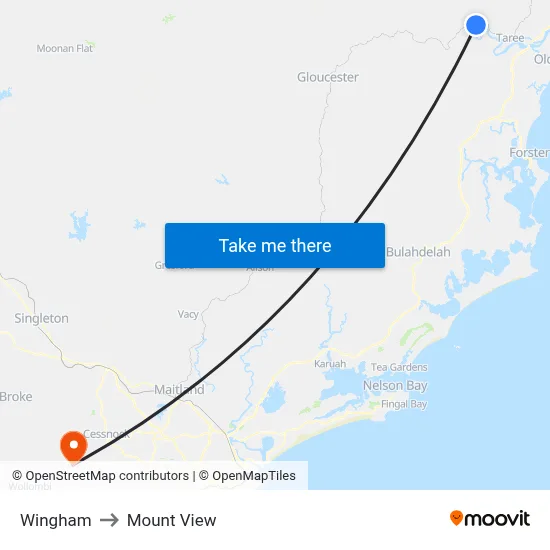 Wingham to Mount View map