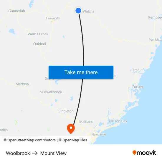 Woolbrook to Mount View map