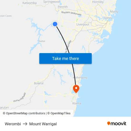 Werombi to Mount Warrigal map