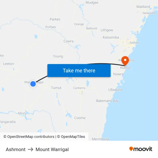 Ashmont to Mount Warrigal map