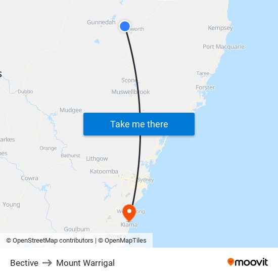 Bective to Mount Warrigal map