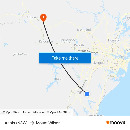 Appin (NSW) to Mount Wilson map