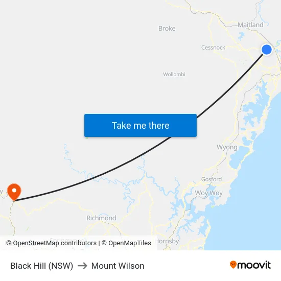Black Hill (NSW) to Mount Wilson map