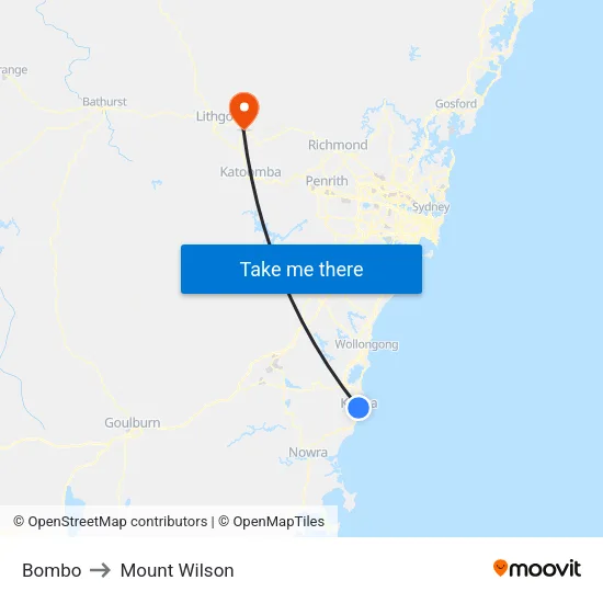Bombo to Mount Wilson map