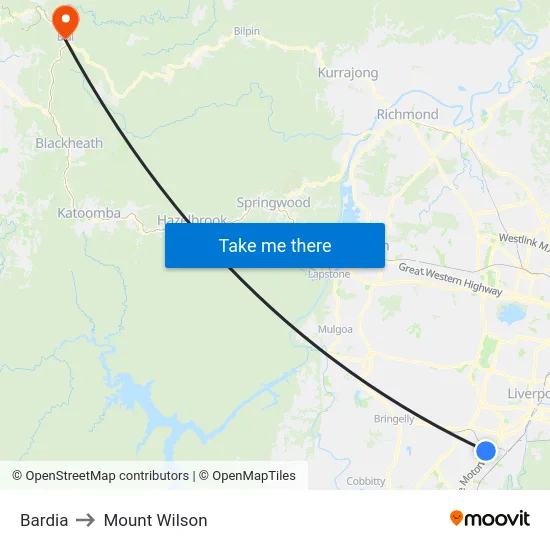 Bardia to Mount Wilson map