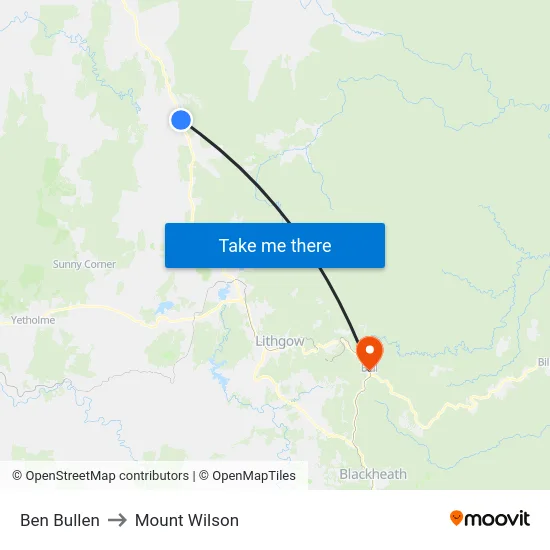 Ben Bullen to Mount Wilson map