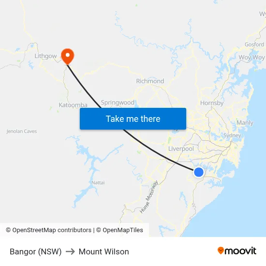 Bangor (NSW) to Mount Wilson map