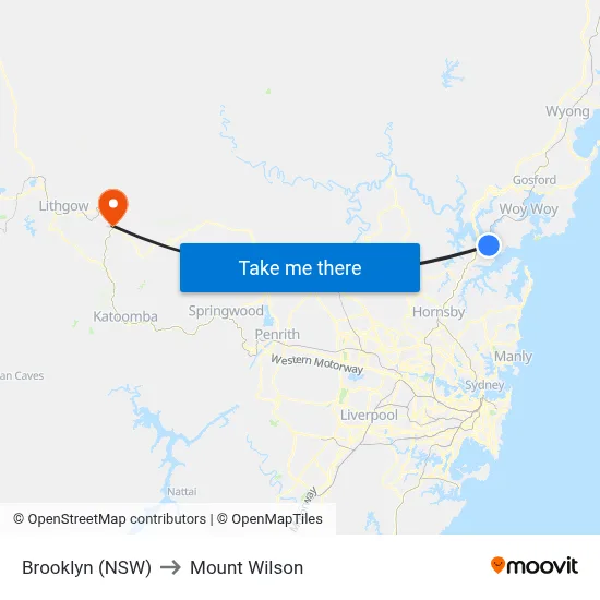Brooklyn (NSW) to Mount Wilson map