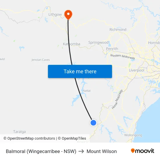 Balmoral (Wingecarribee - NSW) to Mount Wilson map