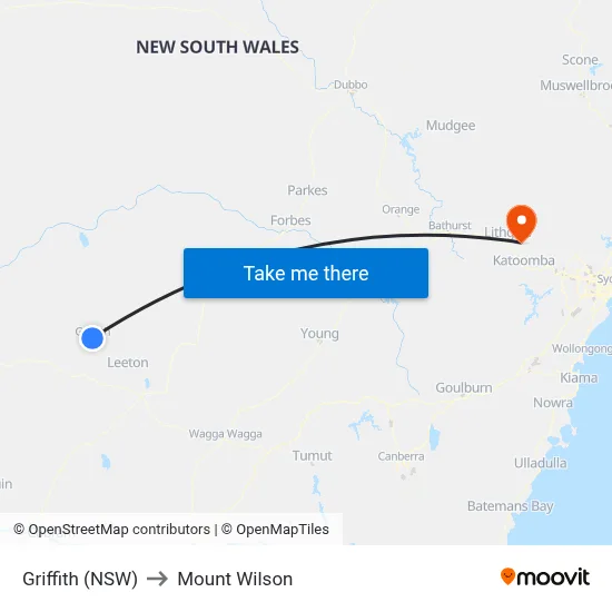 Griffith (NSW) to Mount Wilson map