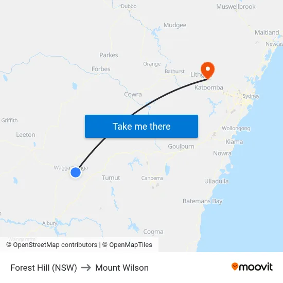 Forest Hill (NSW) to Mount Wilson map