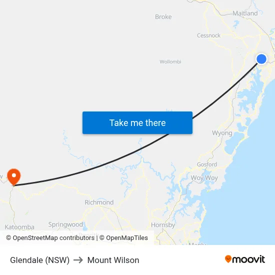 Glendale (NSW) to Mount Wilson map