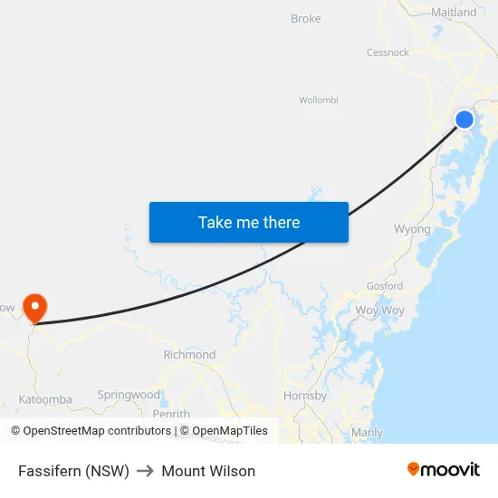 Fassifern (NSW) to Mount Wilson map