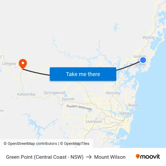 Green Point (Central Coast - NSW) to Mount Wilson map