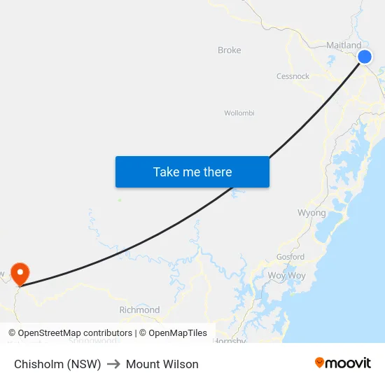 Chisholm (NSW) to Mount Wilson map
