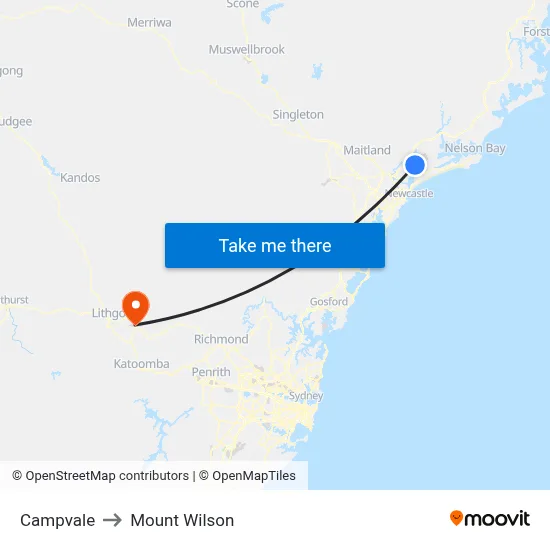 Campvale to Mount Wilson map