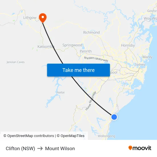 Clifton (NSW) to Mount Wilson map