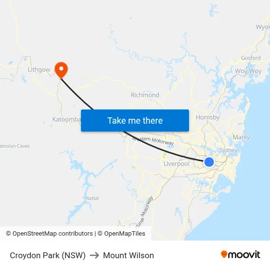 Croydon Park (NSW) to Mount Wilson map