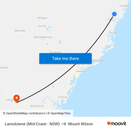 Lansdowne (Mid-Coast - NSW) to Mount Wilson map