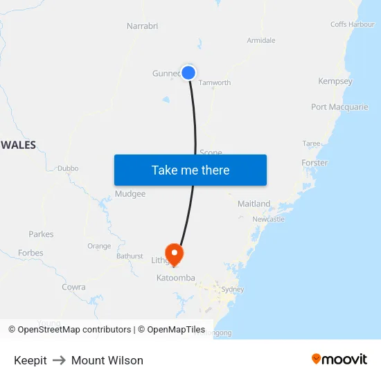 Keepit to Mount Wilson map