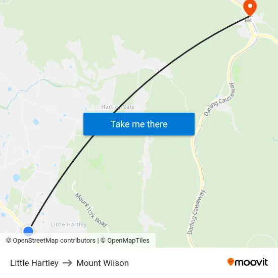 Little Hartley to Mount Wilson map
