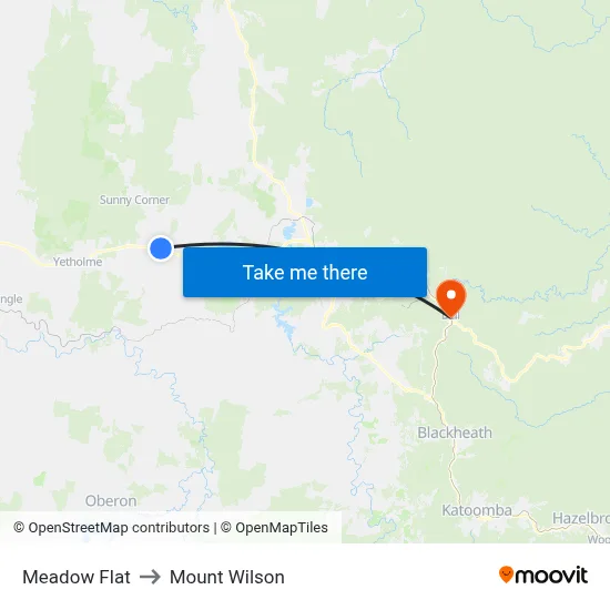 Meadow Flat to Mount Wilson map
