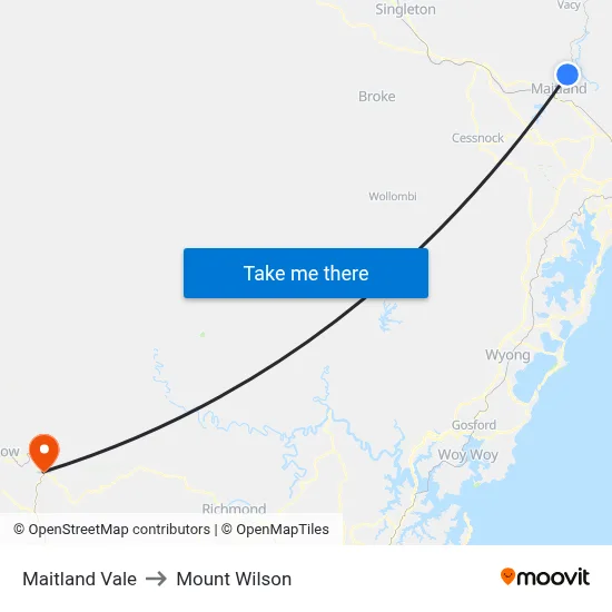 Maitland Vale to Mount Wilson map