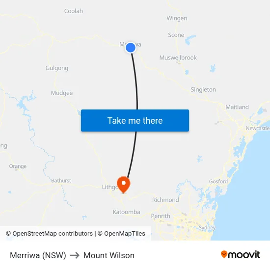 Merriwa (NSW) to Mount Wilson map