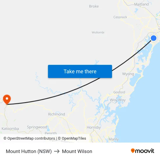 Mount Hutton (NSW) to Mount Wilson map